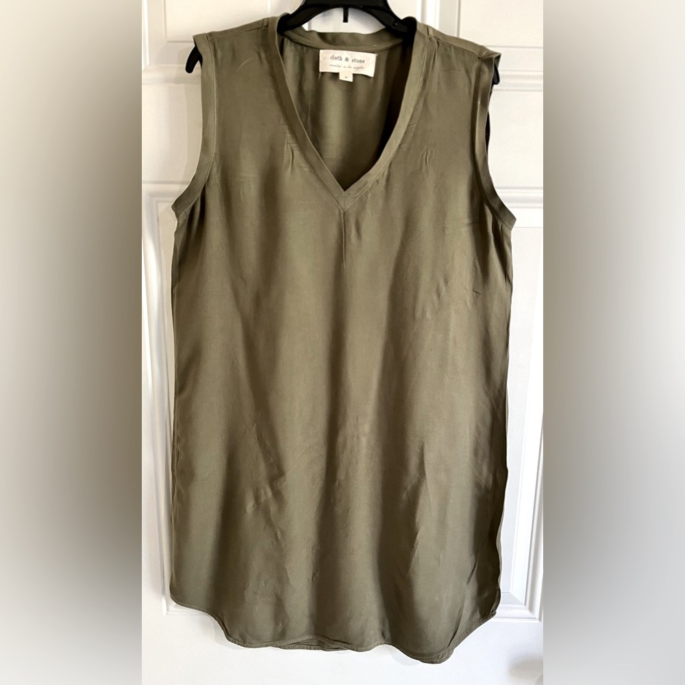 Cloth & Stone Anthropologie Tunic Dress Women’s S Olive Green Sleeveless Relax